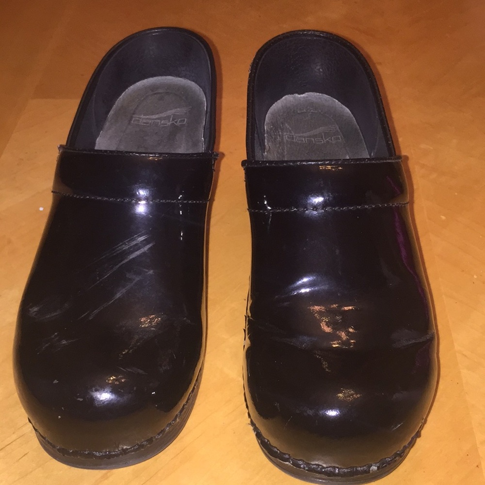 Dansko Black Patent Clogs Size 39